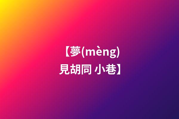 【夢(mèng)見胡同 小巷】